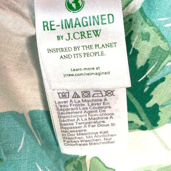 J. CREW 100% Cotton Button Down Shirt Sz M Tropical Print Palm Leaf Beach Resort - Picture 7 of 11